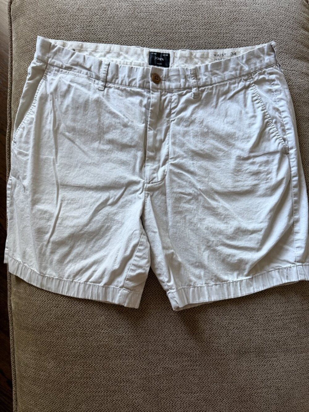 J.Crew Men's Khaki Chino Shorts Waist 34 7" Inseam Flat Front